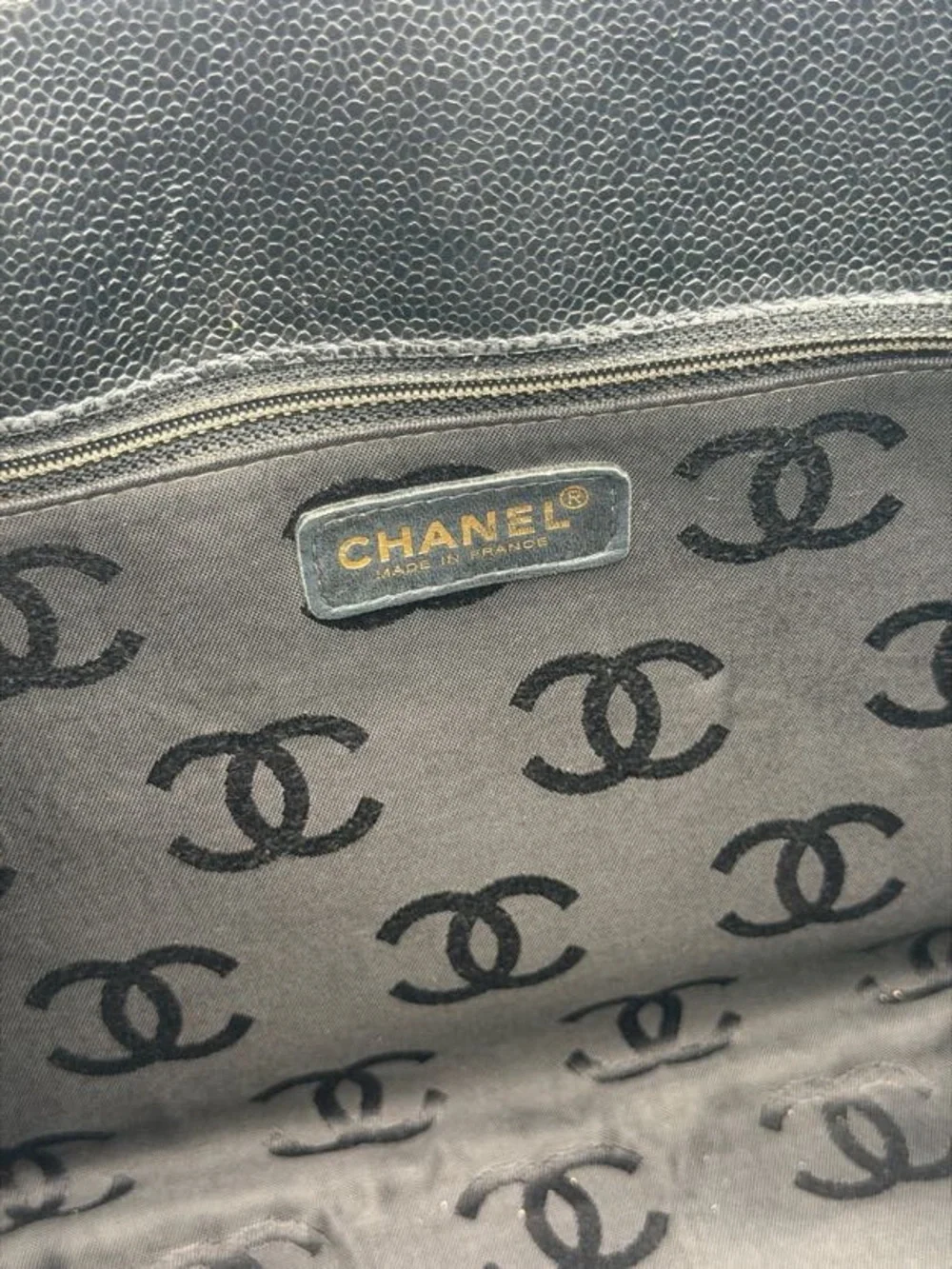 Vintage Chanel Caviar Tote Chocolate Bar Leather Tote with Gold Hardware